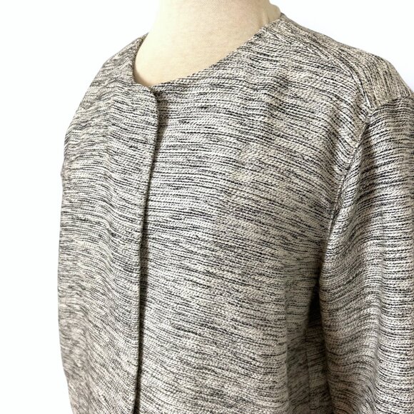 Eileen Fisher Longline Blazer Jacket Snap Button Pockets Textured Tweed Sz PL - Picture 2 of 10
